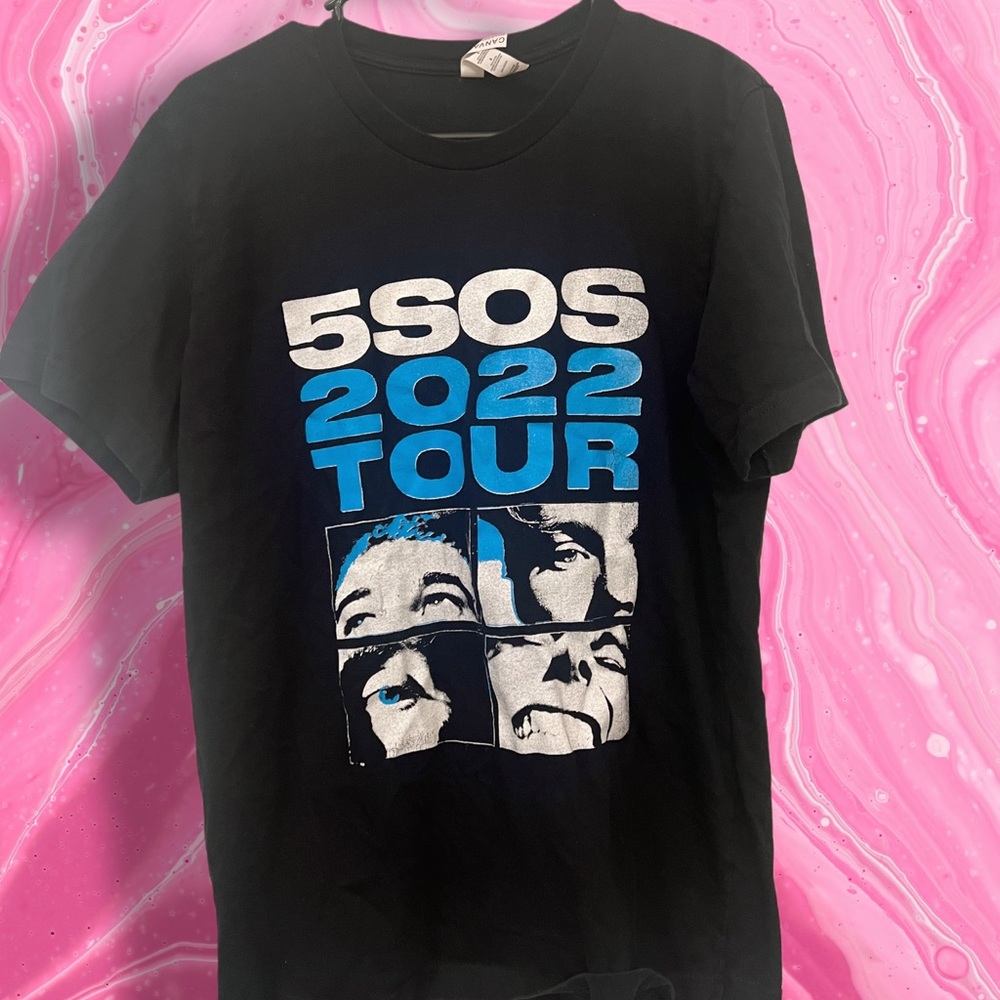 5SOS 2022 Tour T-Shirt Black Take My Hand Back Graphic Size L